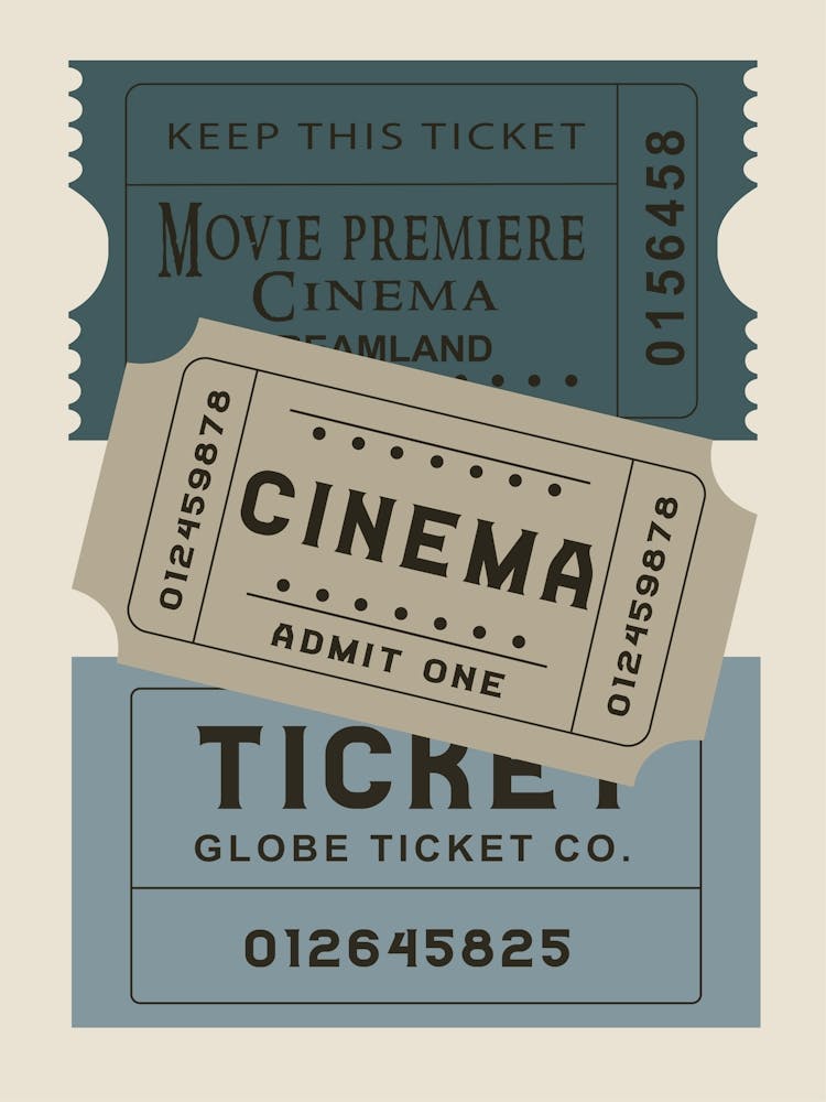 Cinema Admit One Ticket Print