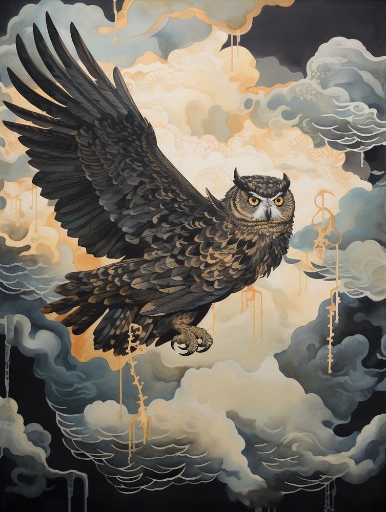 Owl 1 Gold Detail Painting