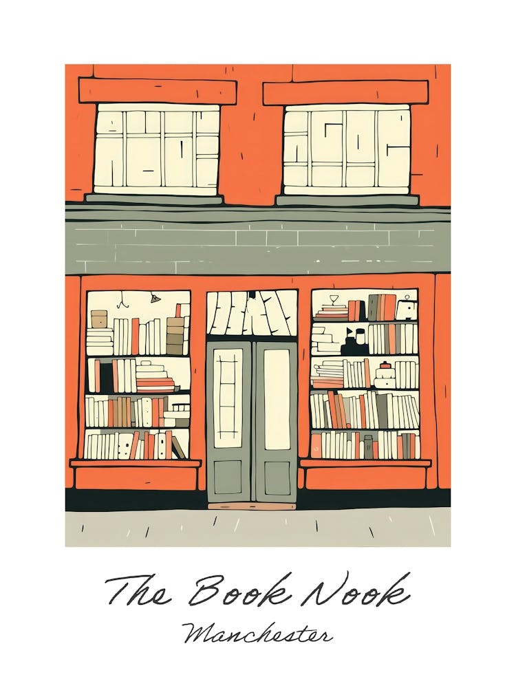 Manchester The Book Nook Pastel Colours 1 Poster