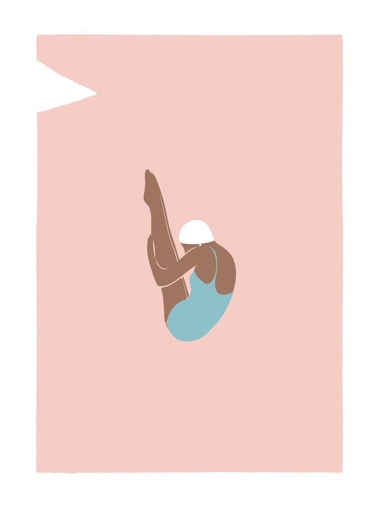 Modern retro Female Pike dive in pink