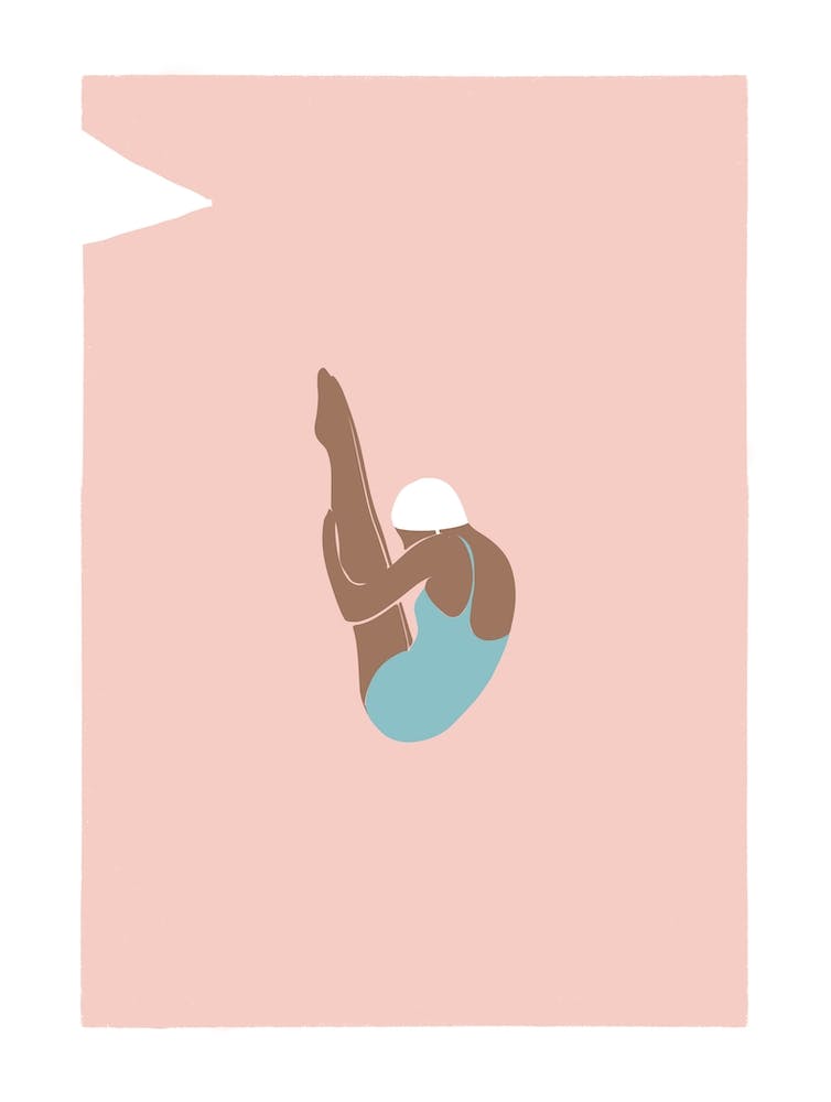 Modern retro Female Pike dive in pink