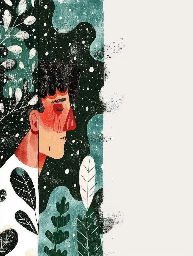 Illustration Of A Man In The Forest