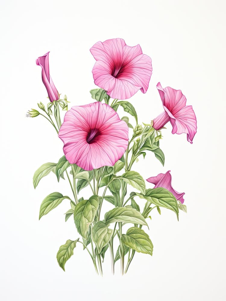 Petunias Flower Vintage Botanical 3