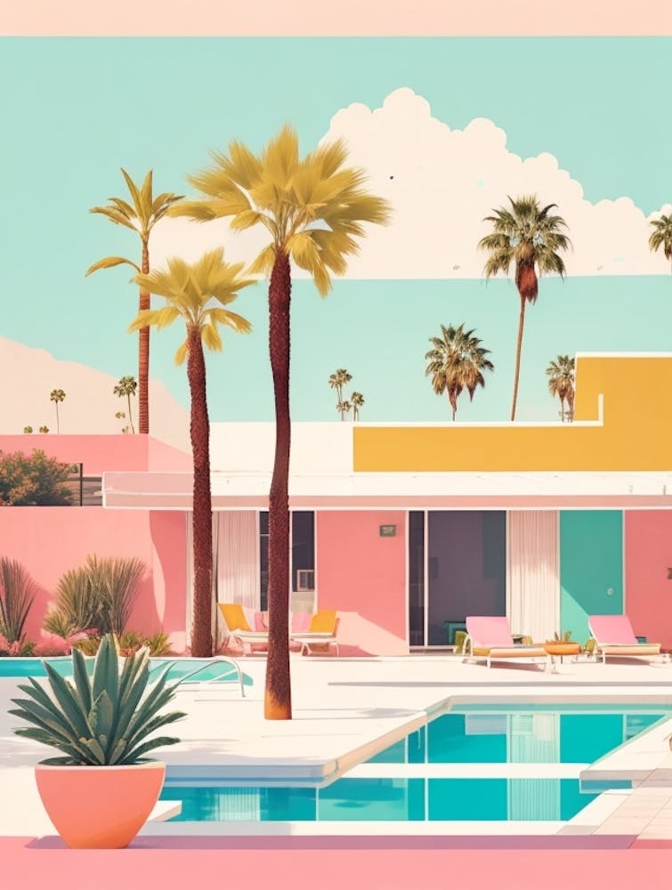 Mid-Century Modern Palm Springs with Vibrant Poolside Ambiance and Retro Charm Series - 1