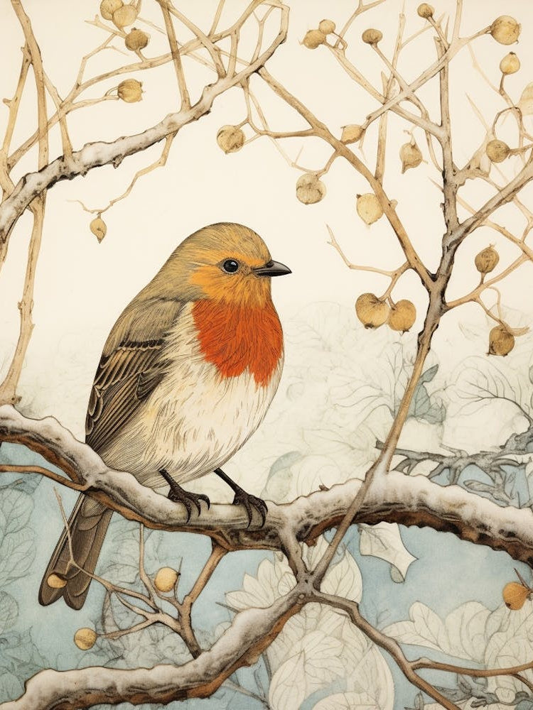 Bird Illustration European Robin 4