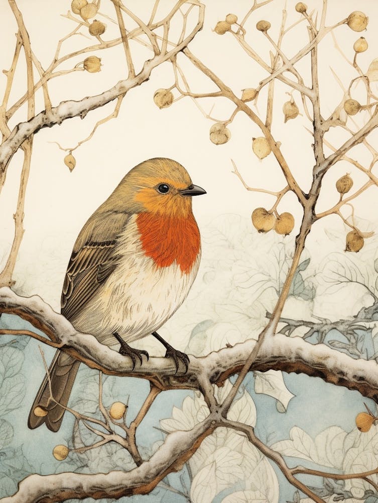Bird Illustration European Robin 4