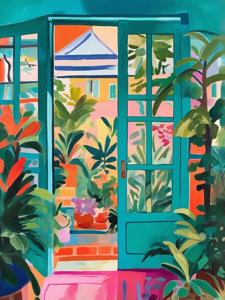 Door To The Garden with tropical plants