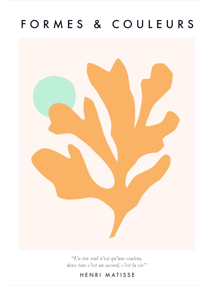 Serene Matisse Abstract Cut-out Leaf on Sun - Mint Peach Fuzz