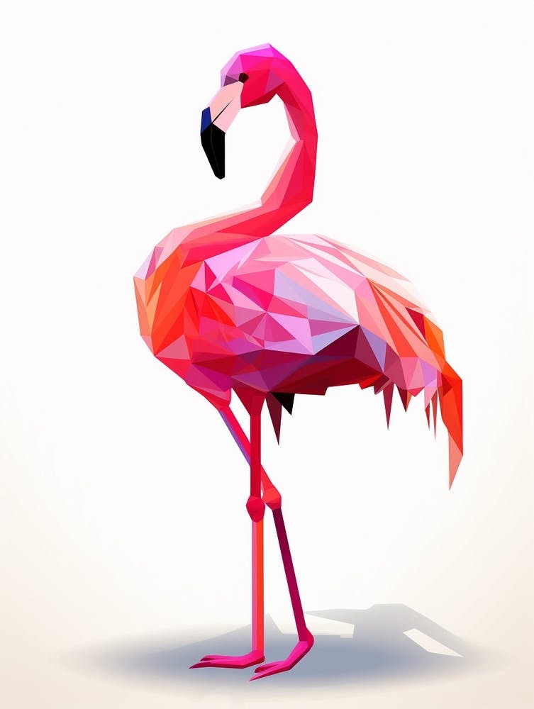 Colourful Geometric Bird Greater Flamingo 1