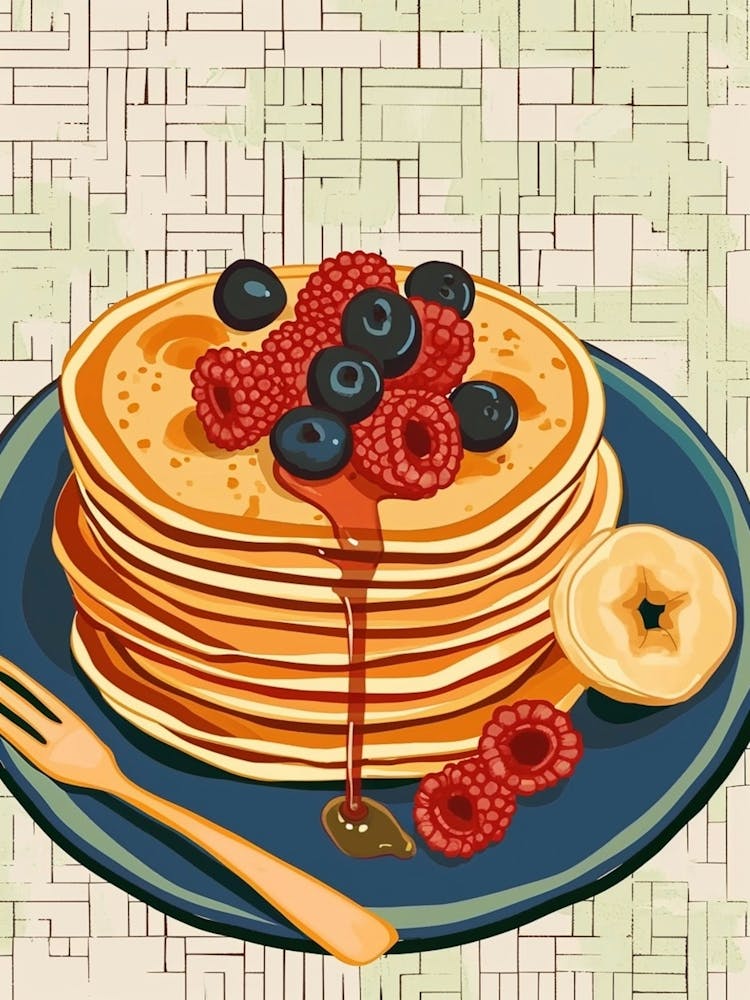 Pancake Stack On A Tiled Background 4