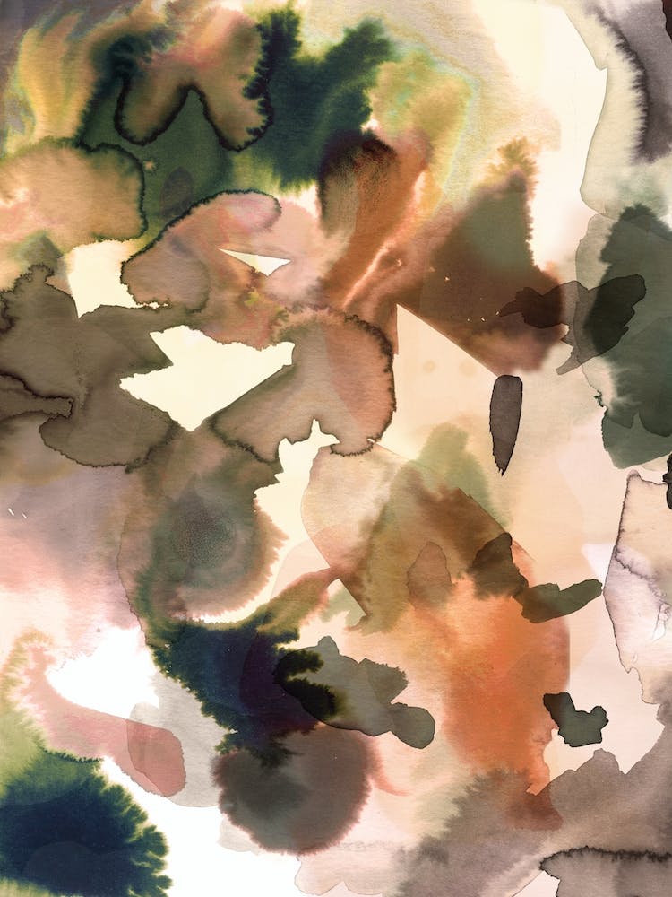 Expressive Abstract Painting Orange Gold