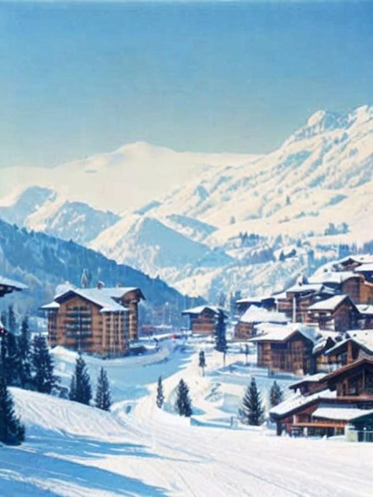 Megève, France Vintage Skiing Poster