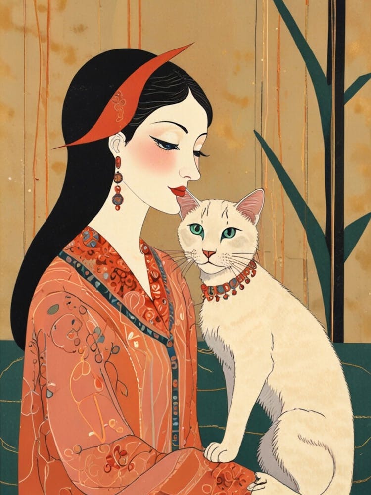 Chinesische Frau Mit Katze