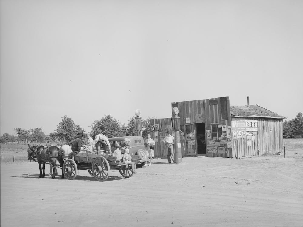 Scene At Crossroads Grocery Store, Mcintosh County, Oklahoma By Russell Lee