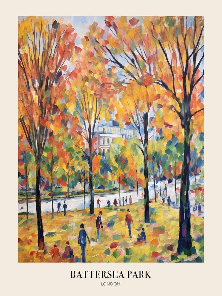 Autumn City Park Painting Battersea Park London 2 Poster