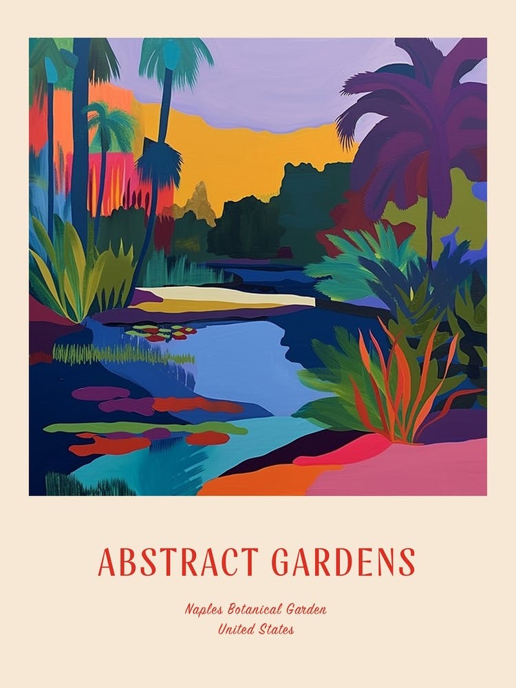 Colourful Gardens Naples Botanical Garden Usa 3 Red Poster