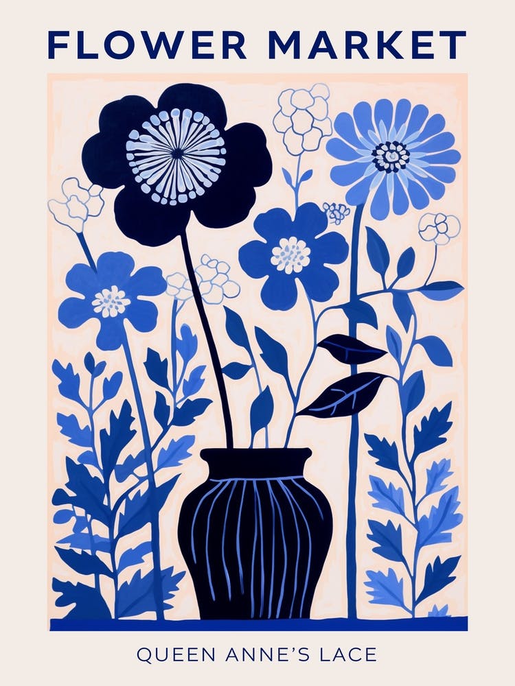 Blue Flower Market Poster Queen Annes Lace 4