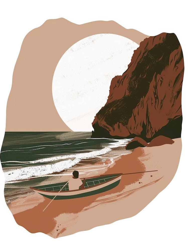 Illustration Of A Man In A Boat 1