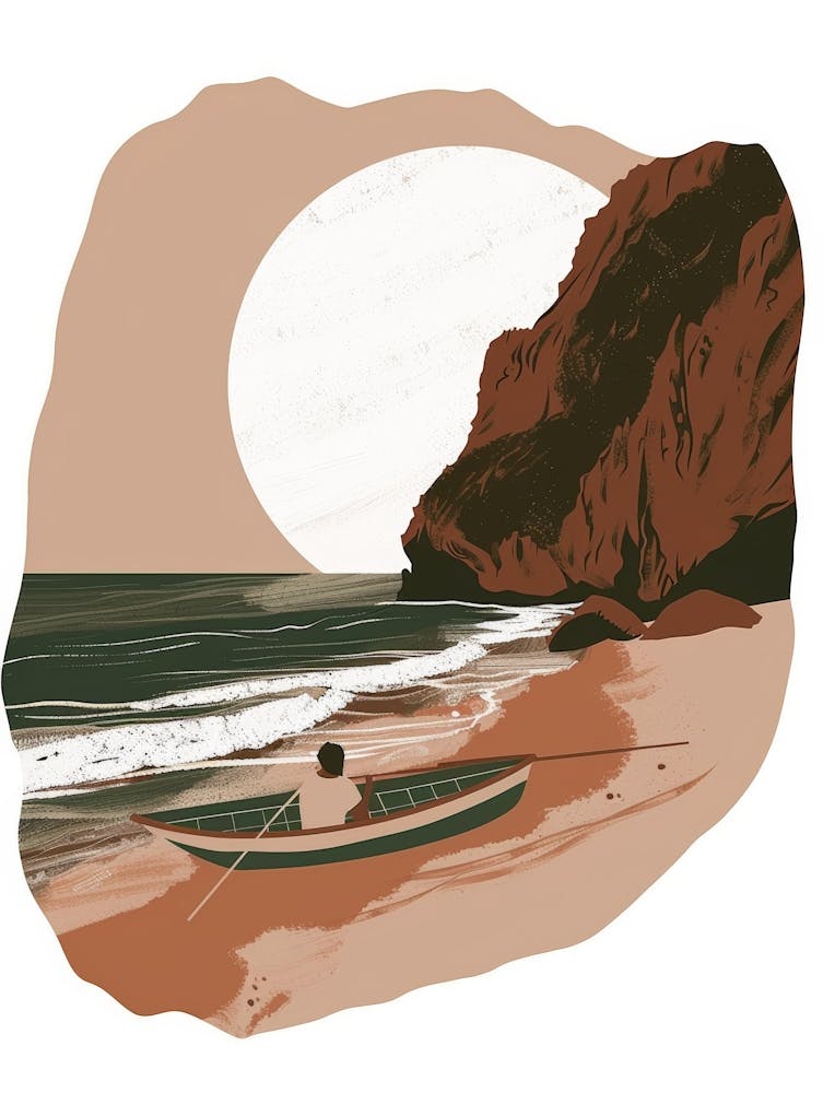 Illustration Of A Man In A Boat 1