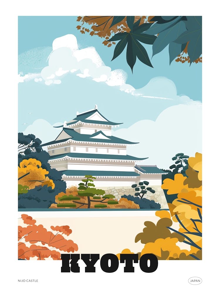 Nijo Castle Kyoto 4 Colourful Illustration Poster