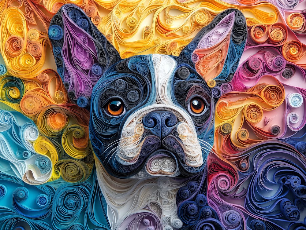 French Bulldog Paper Quilling Dog Portrait II