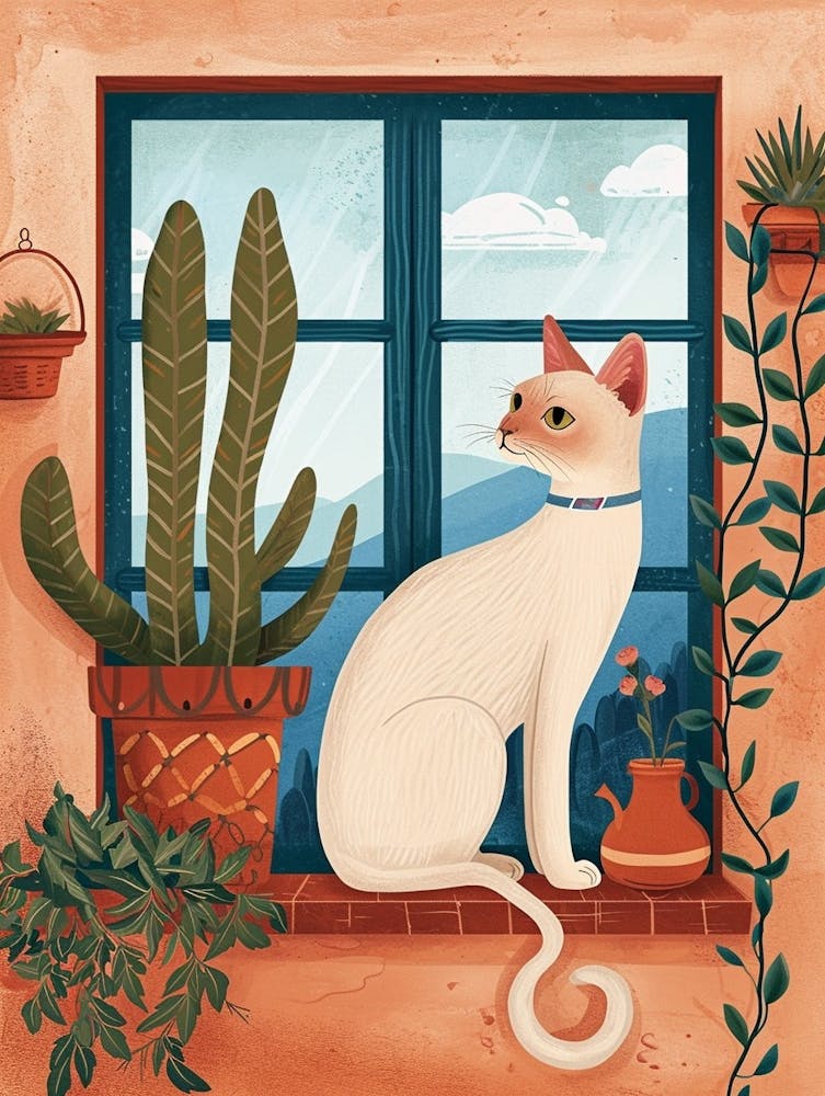 Burmese Cat Storybook Illustration 3