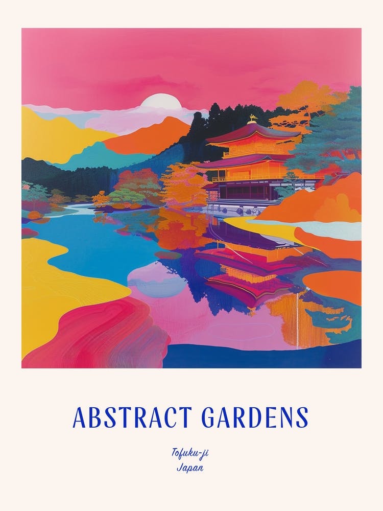 Colourful Gardens Tofuku Ji Japan 3 Blue Poster