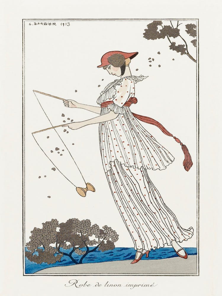 Costumes Parisiens Robe De Linon Imprimé From Journal Des Dames Et Des Modes (1913), George Barbier