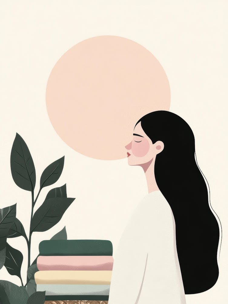 Illustration Of A Woman With Books