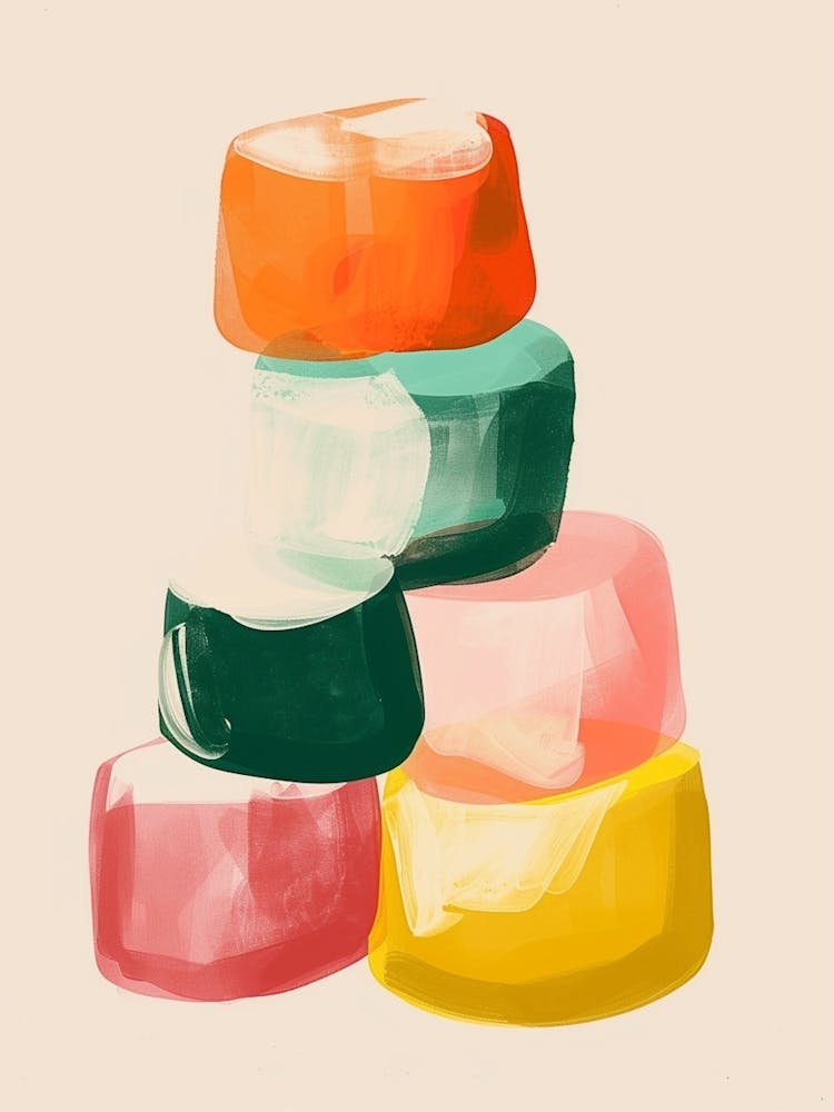 Stacked Minimalist Jelly Gouache Painting