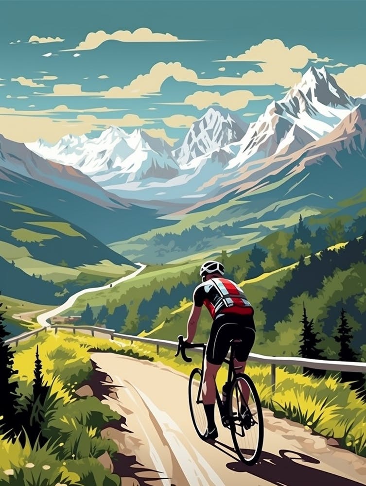 Tour De Mont Blanc France 4 Vintage Travel Illustration
