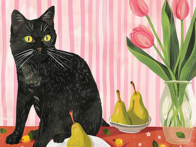 Black Cat With Pears 4