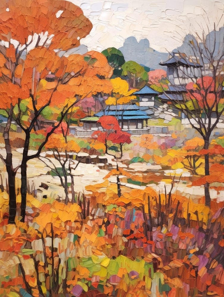 Autumn City Park Painting Hangang Park Seoul 1