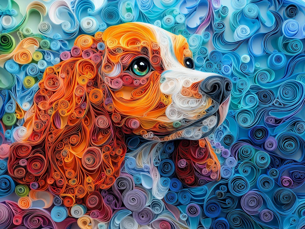 Cocker Spaniel Paper Quilling Dog Portrait II