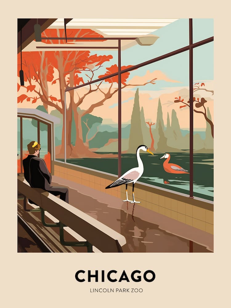 Lincoln Park Zoo Chicago Reiseposter
