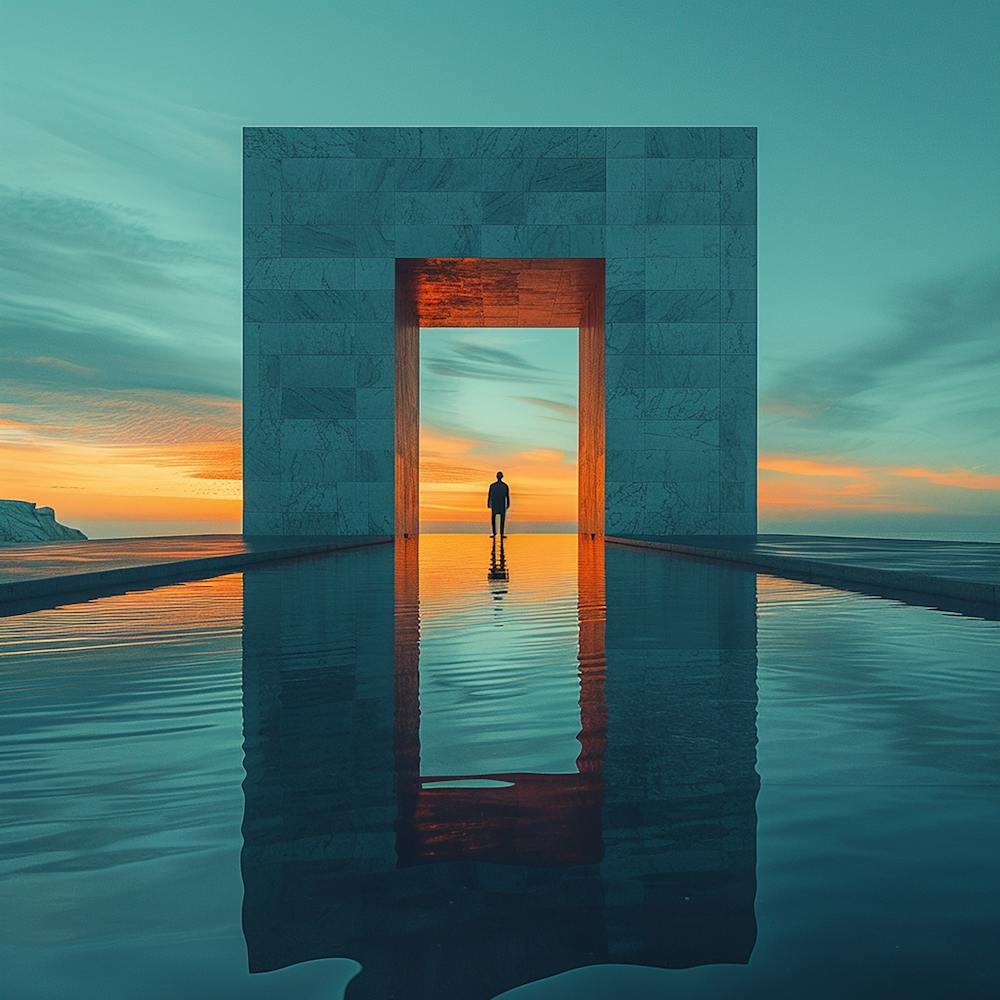 Man Standing In The Water At Sunset - abstract art, abstract painting  city wall art, colorful wall art, home decor, minimal art, modern wall art, wall art, wall decoration, wall print colourful wall art, decor wall art, digital art, digital art download, interior wall art, downloadable art, eclectic wall, fantasy wall art, home decoration, home decor wall, printable art, printable wall art, wall art prints, artistic expression, contemporary, modern art print,