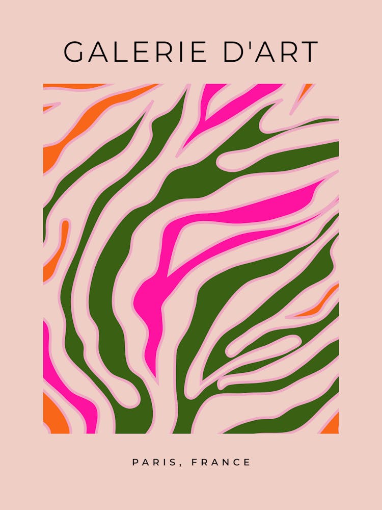 Colorful Abstract Shapes Green Pink Orange