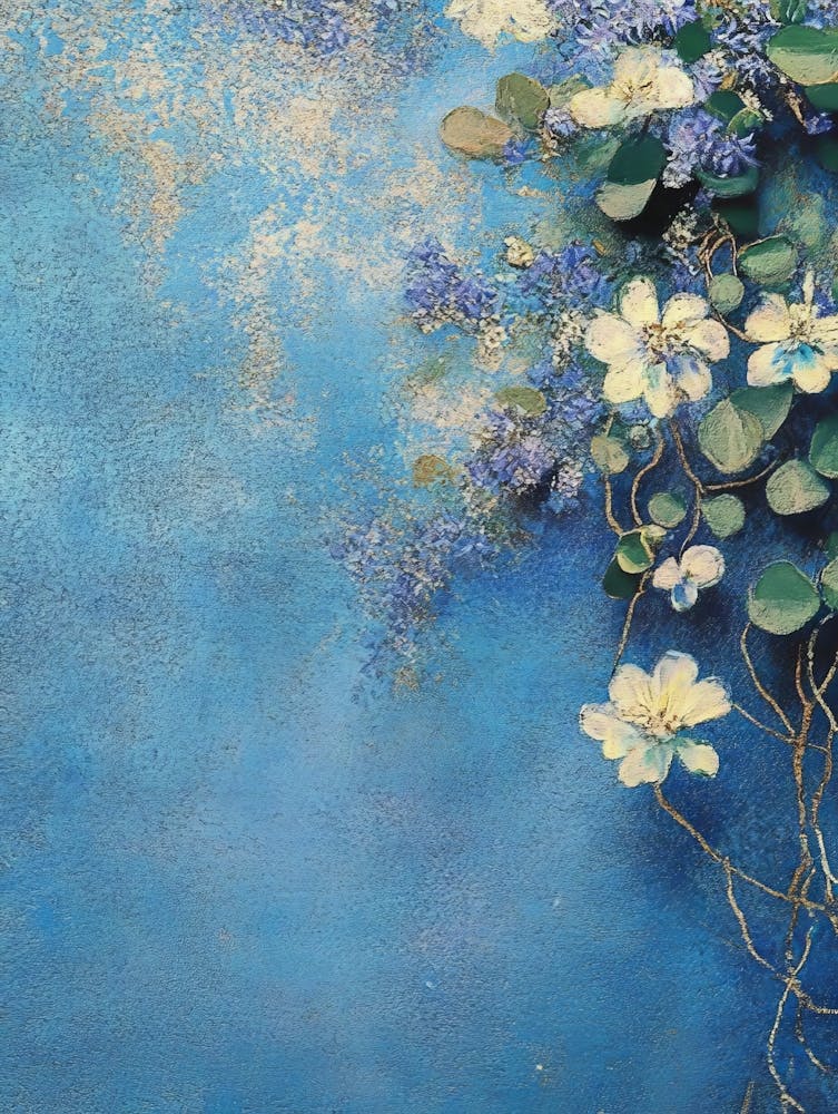 Blue Floral Textured