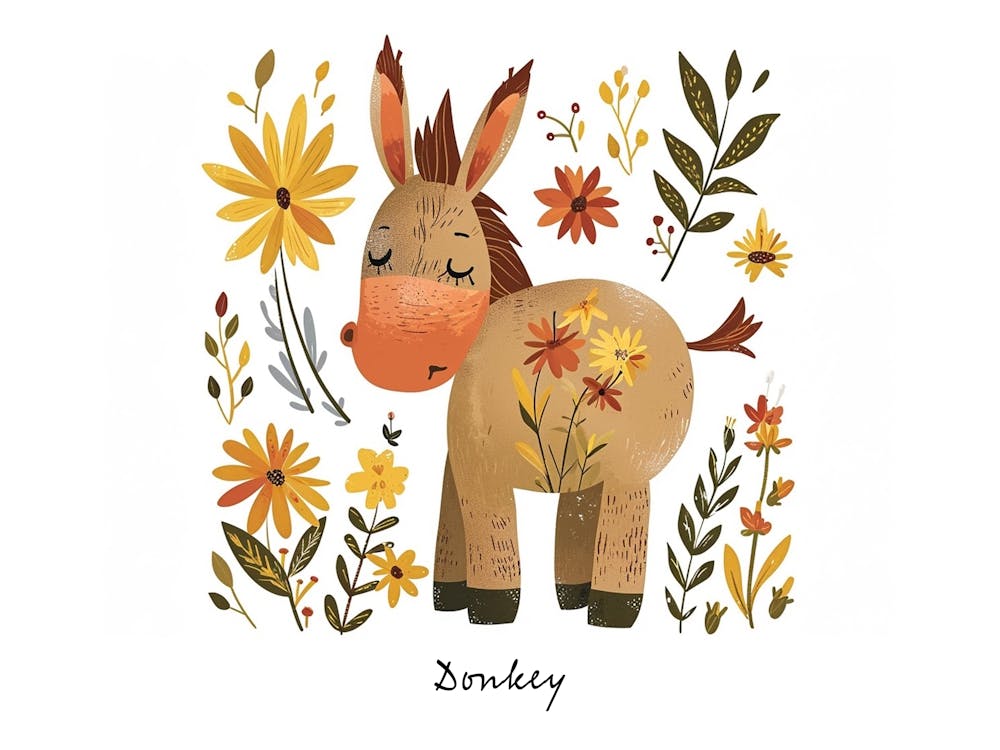 Little Floral Donkey 1 Poster