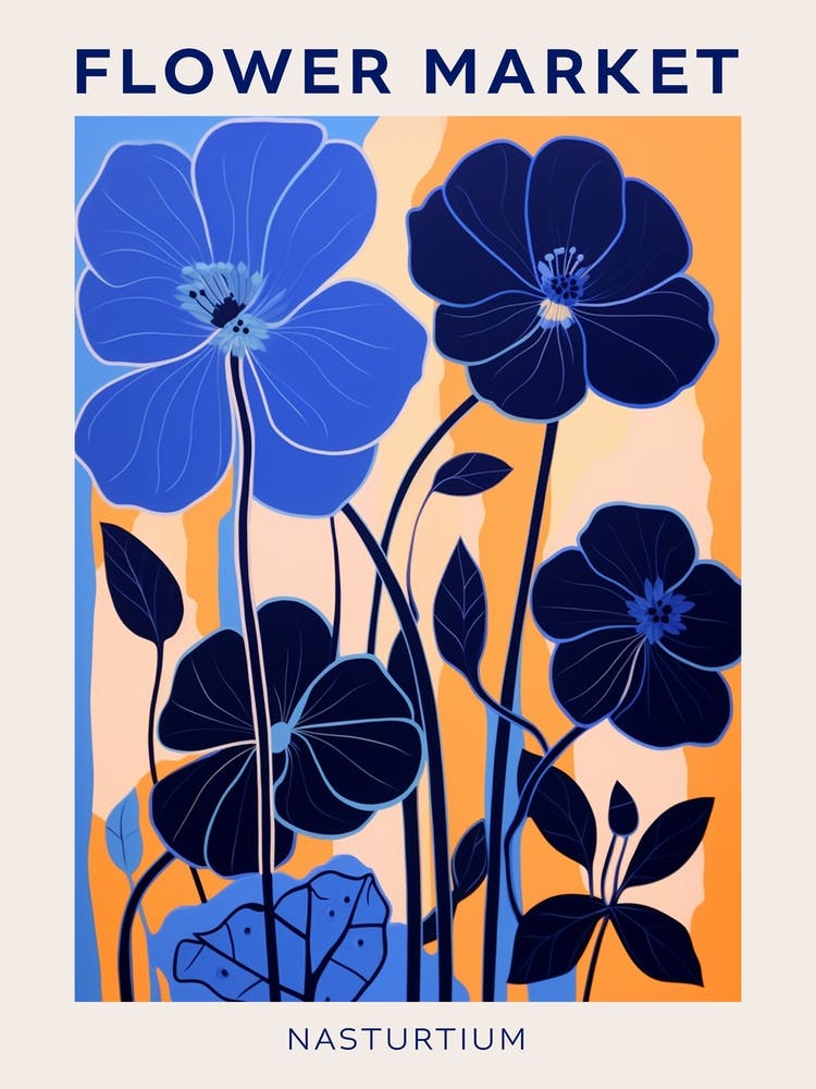 Blue Flower Market Poster Nasturtium 3
