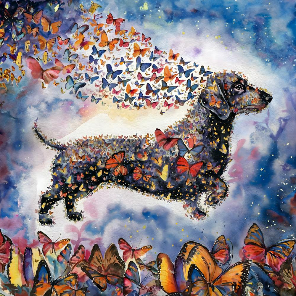 Dachshund With Butterflies