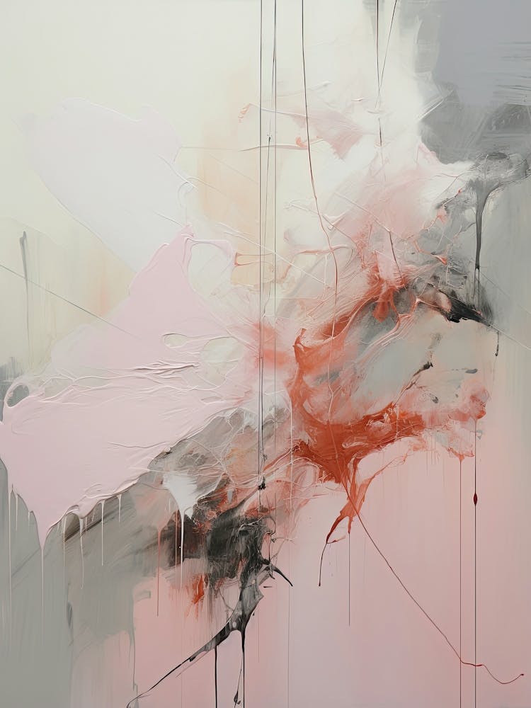 Tons de Rose Estompés, Peinture Abstraite Brute 0