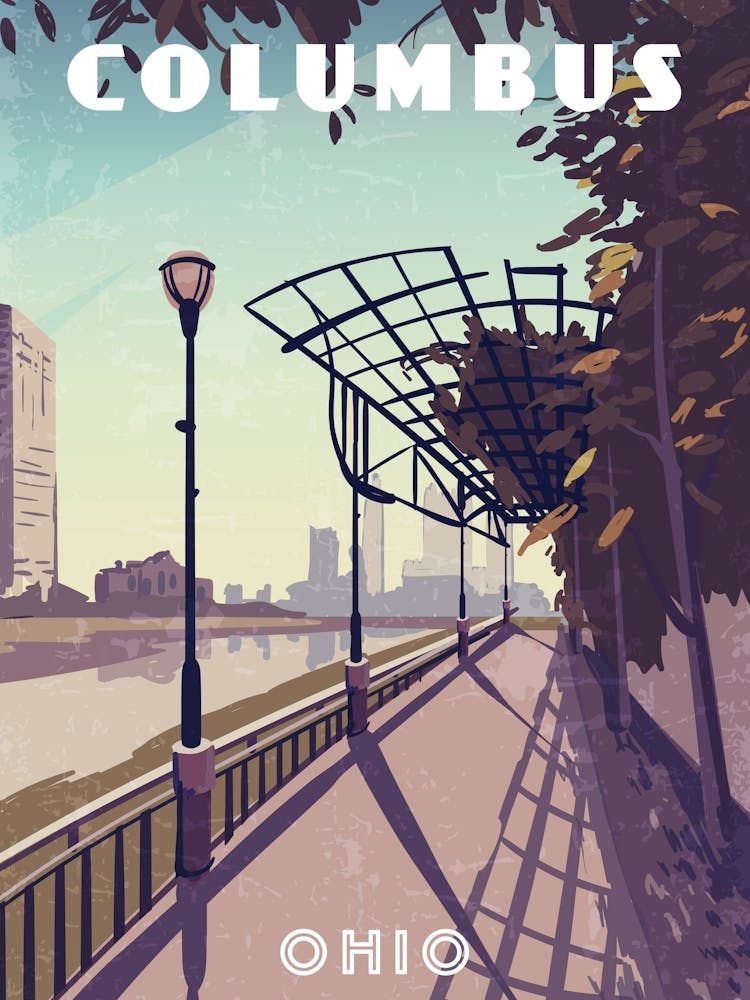 Columbus, Ohio, USA — Retro travel minimalist poster