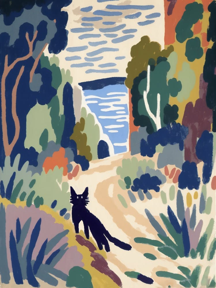 Henri Matisse  Style Landscape At Collioure With A Cat