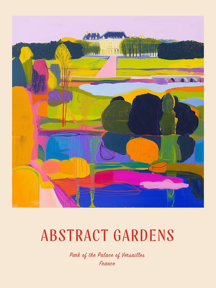 Colourful Gardens Park Of The Palace Of Versailles France 1 Red Poster