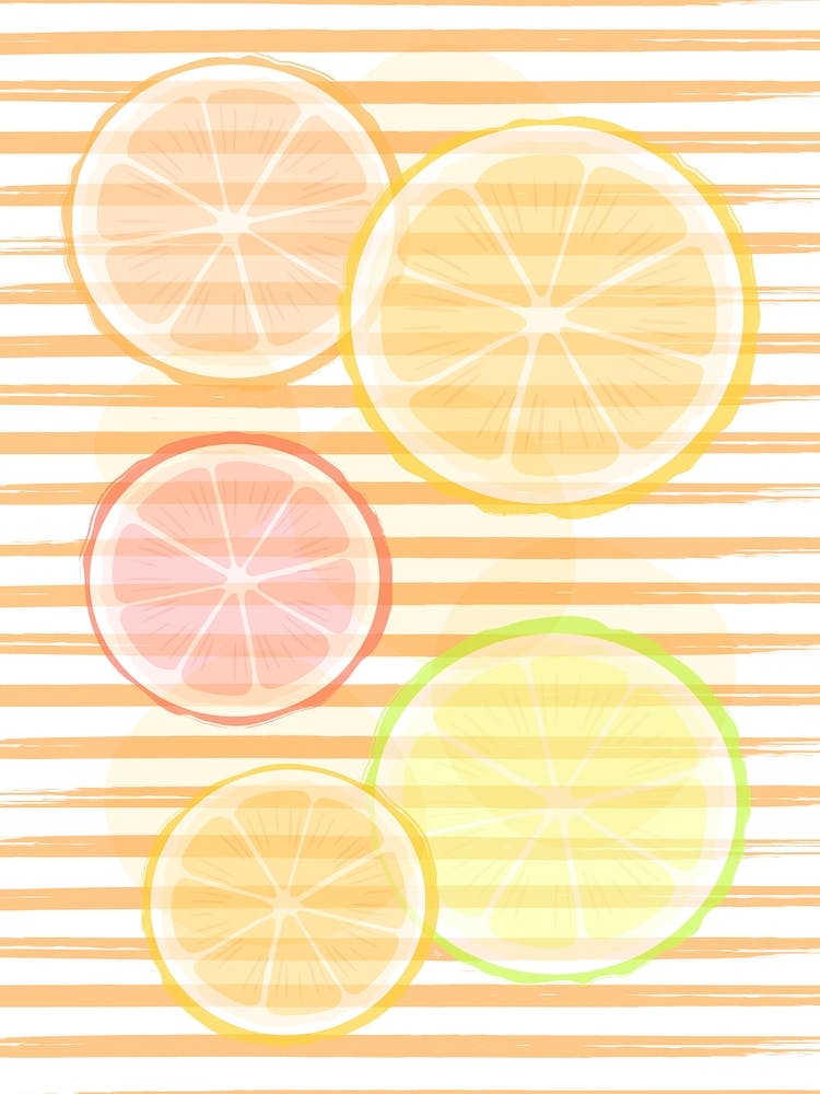 Lemon Slices On Striped Background