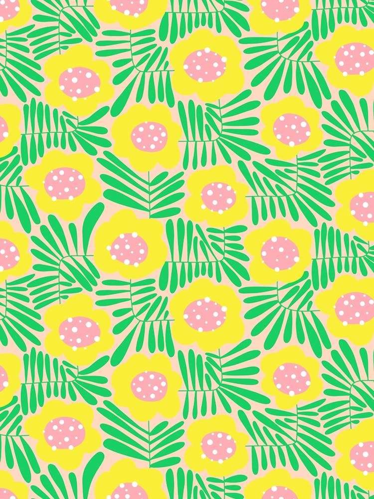 Climbing Flowers Retro Floral Bright And Blooming
