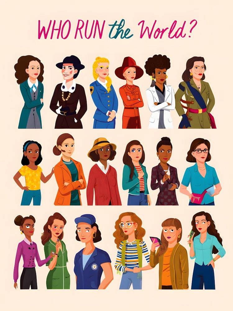 Empowering & Diverse Women Cartoon Print - "Who Run the World?" Wall
