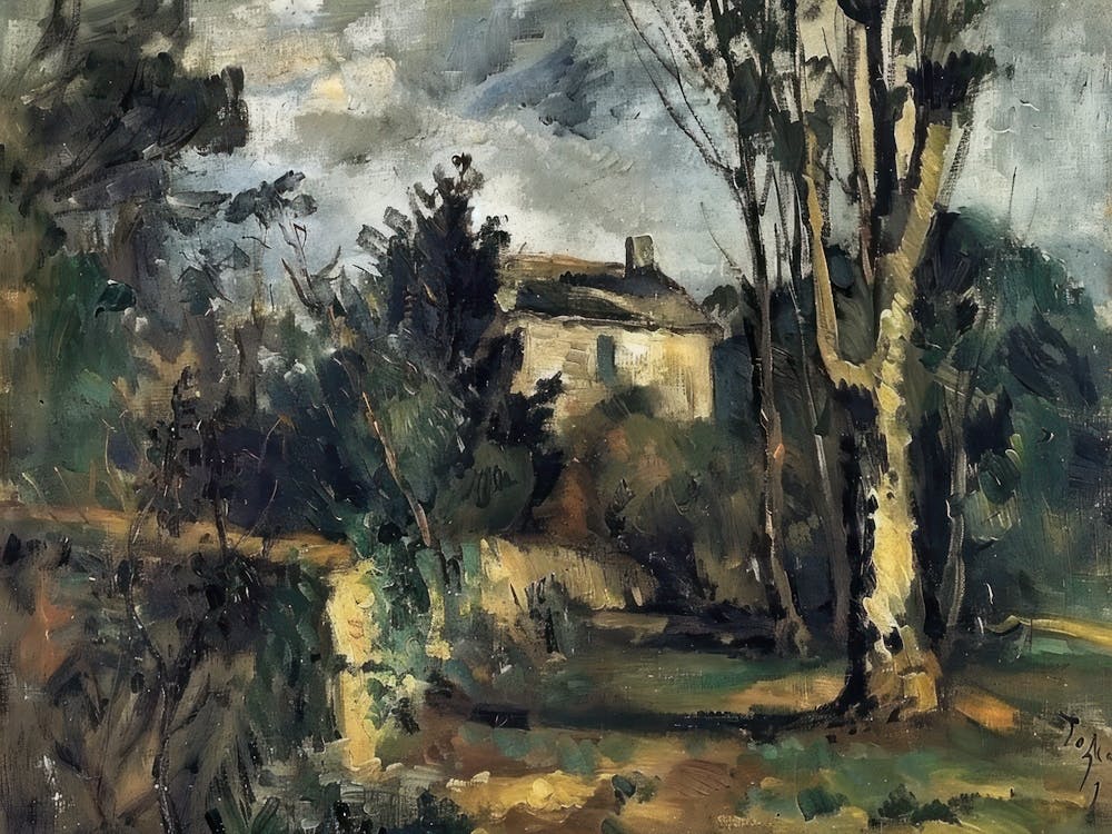 Hügelkuppen-Himmel Gemälde inspiriert von Paul Cézanne