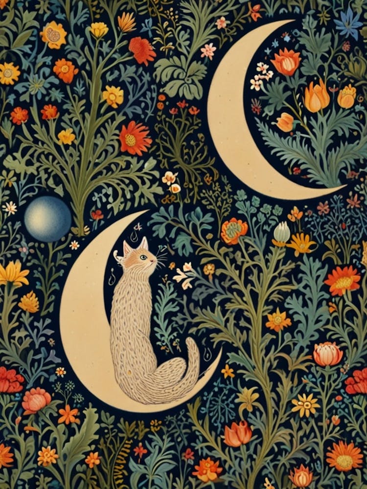 William Morris Cat On The Moon